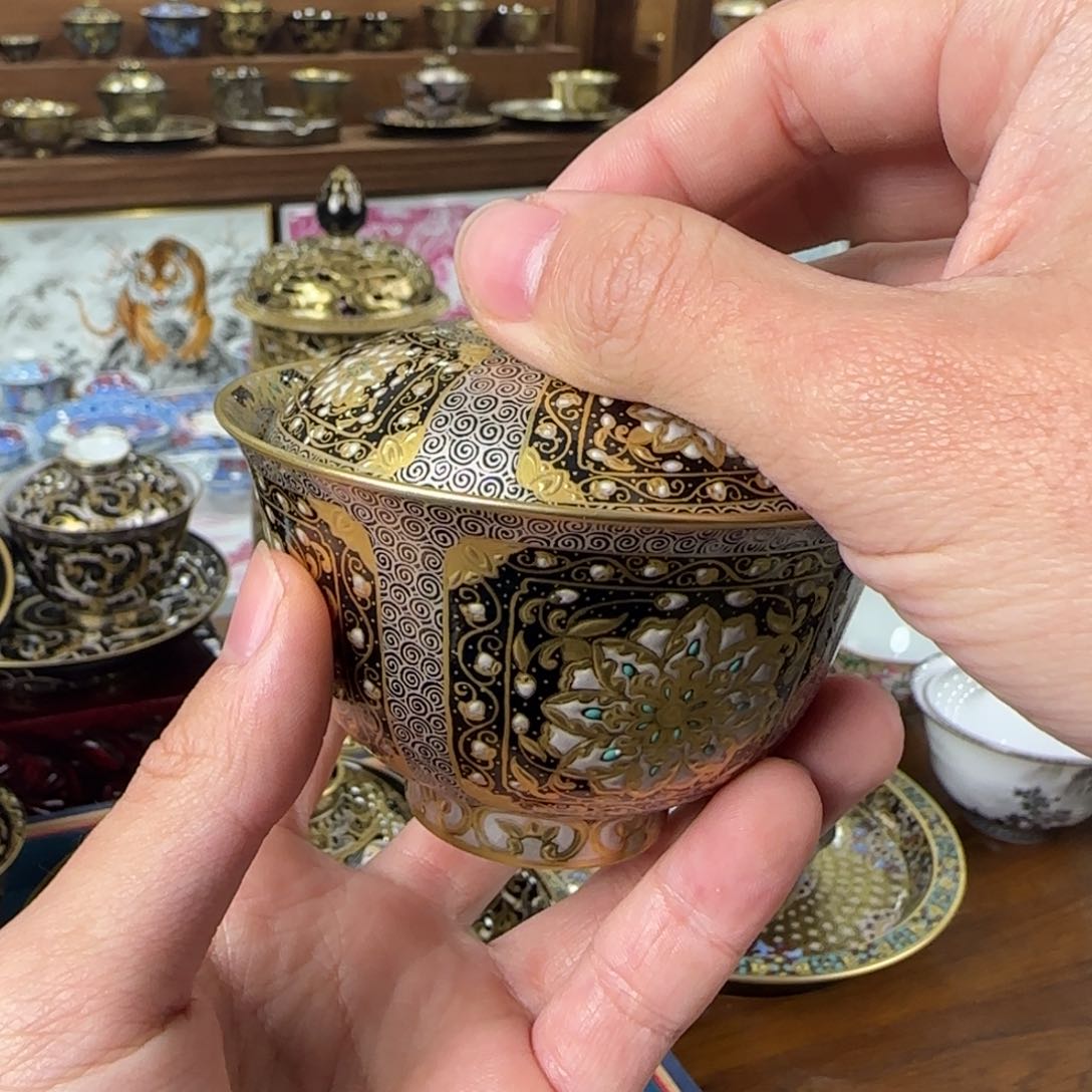 般*高端错金银盖碗
