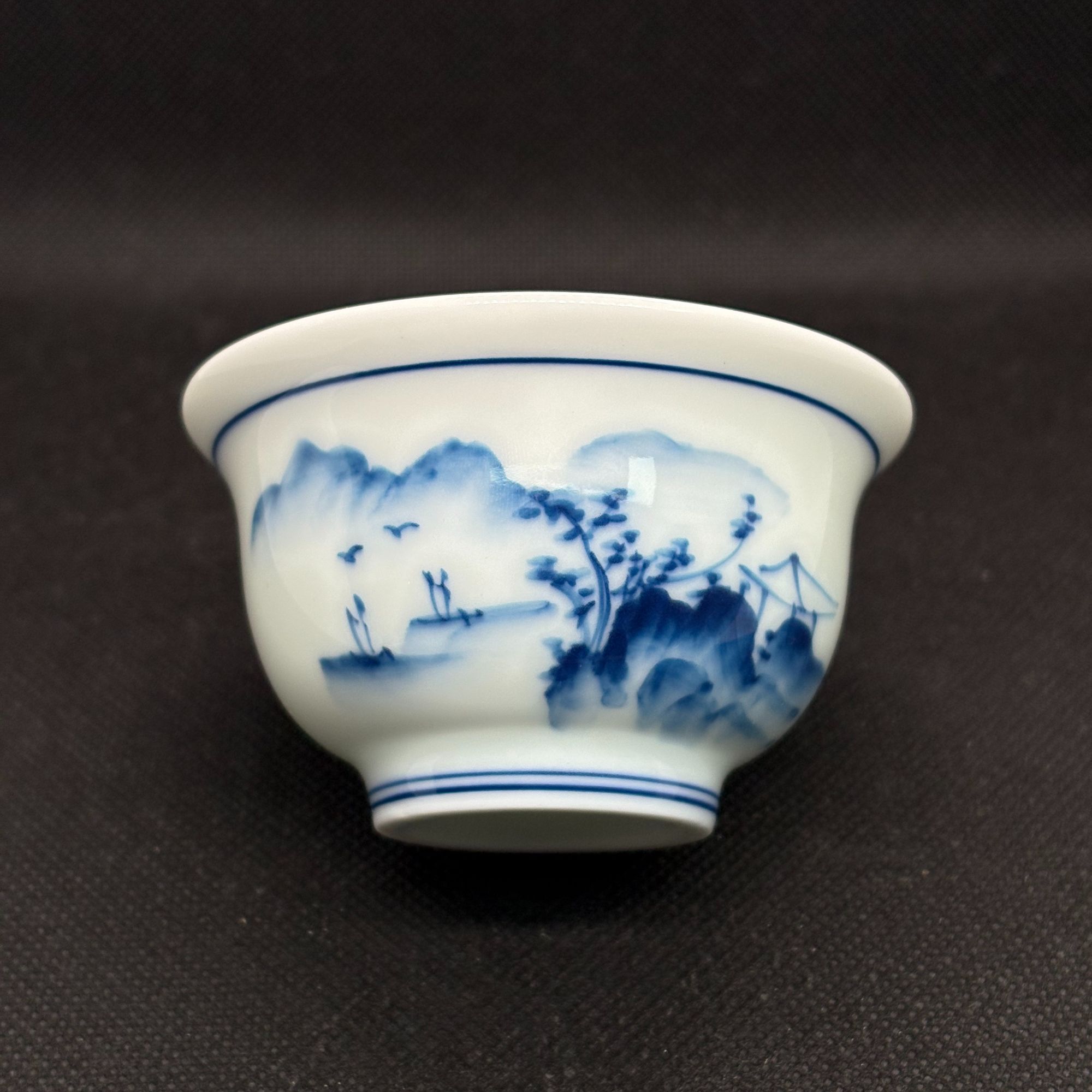 景德镇手绘山水小压手陶瓷江山图案小容量主人杯高温瓷