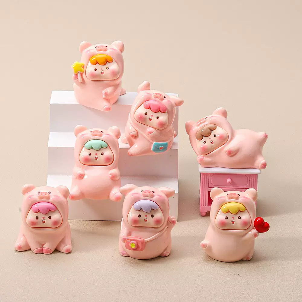 【粉色小猪】可爱卡通树脂diy饰品摆件