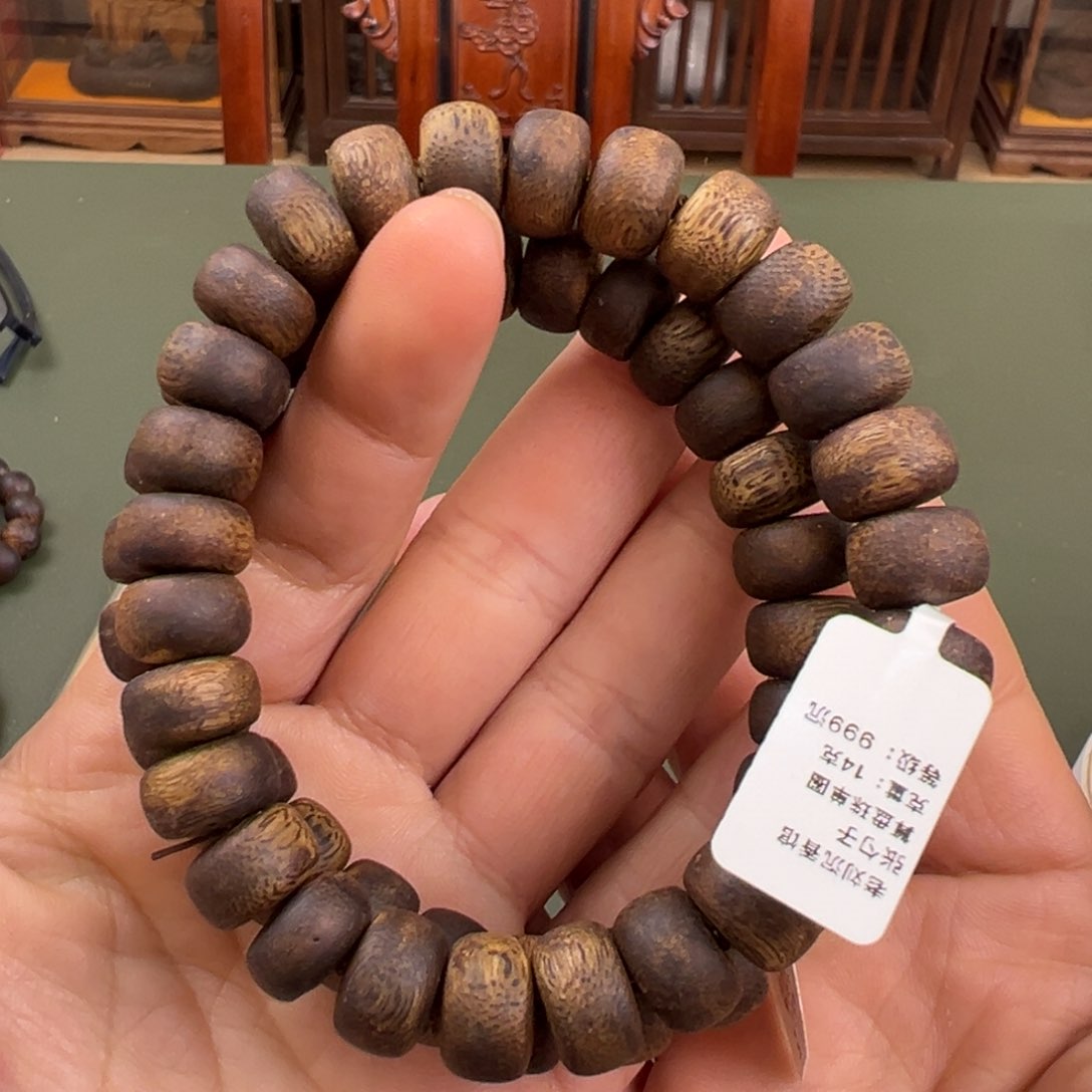 沉香手串张勺子算盘珠单圈多样性发一1.2/14g