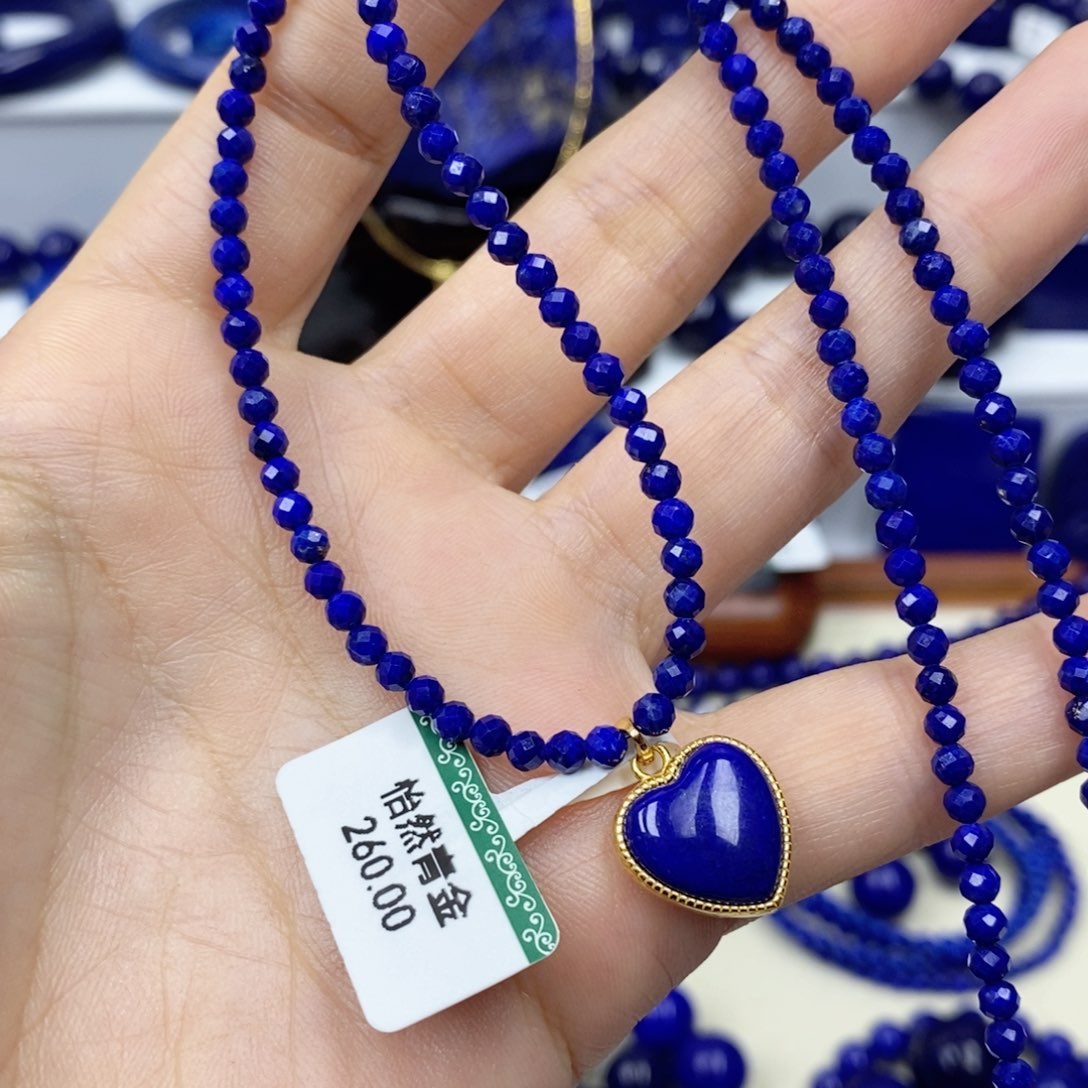 青金石颈饰银S925镀金镶嵌