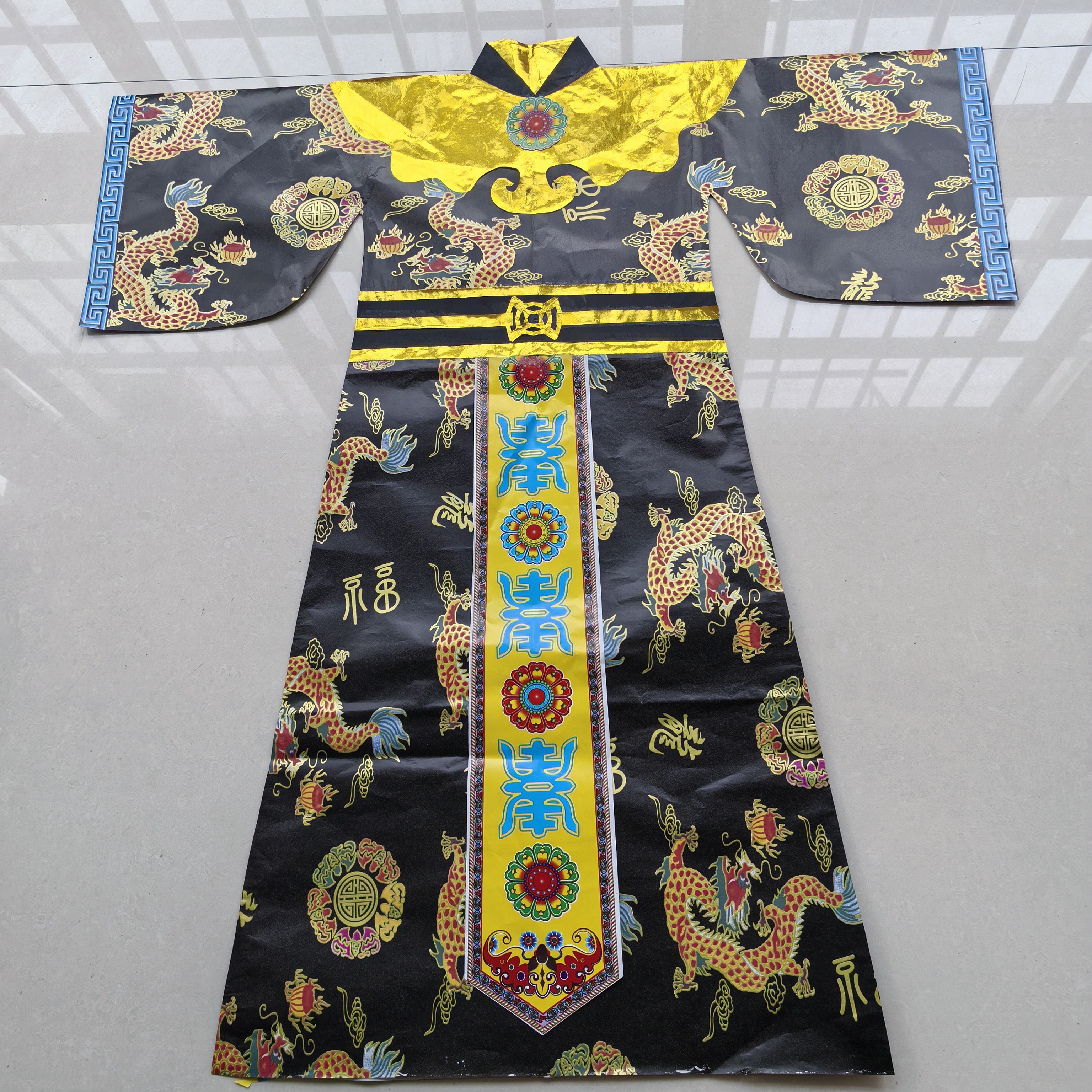 男女通用纸龙袍龙凤袍寒衣节中元节祭拜用烧纸衣服