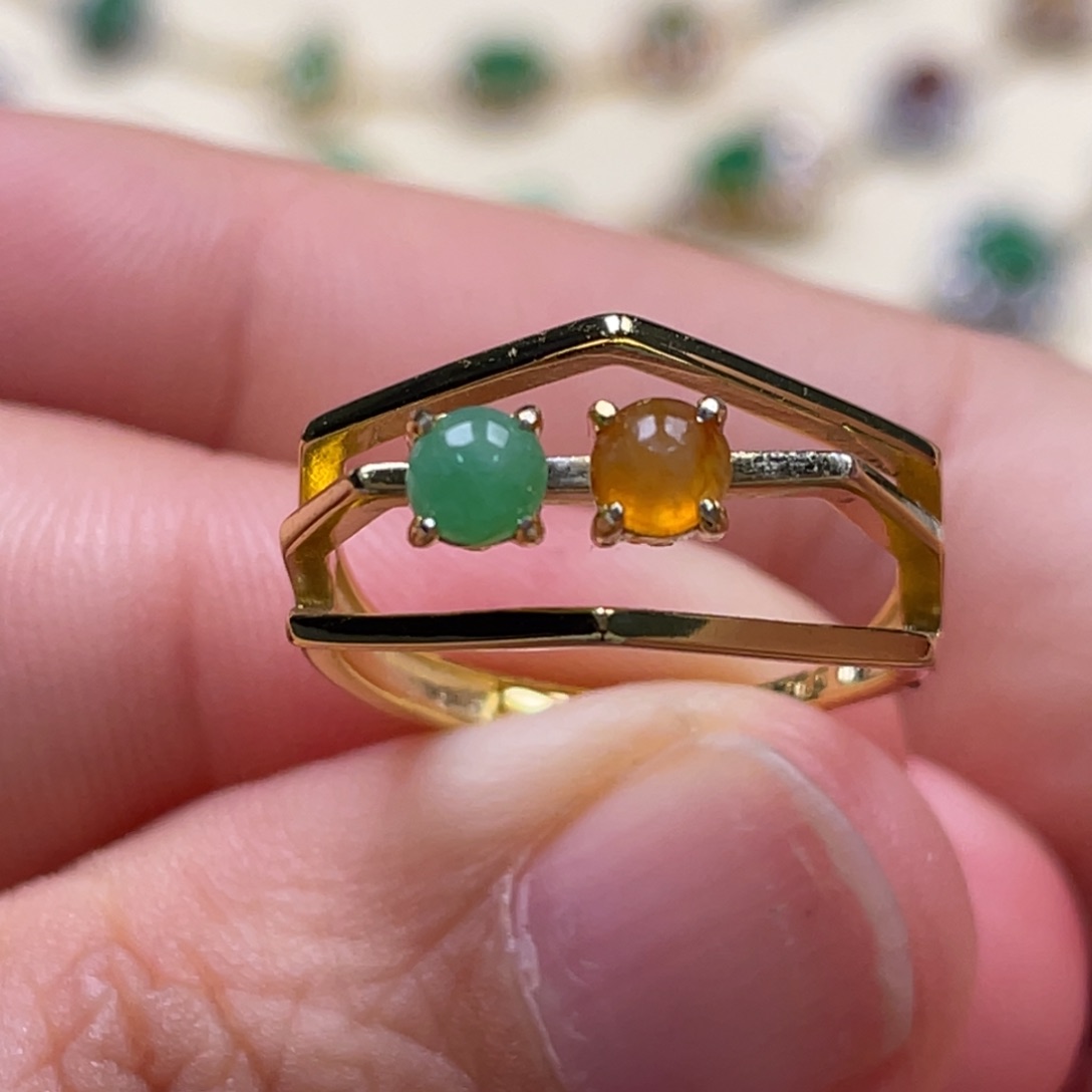 翡翠戒指银S925镶嵌阿*姐纯天然缅甸翡翠