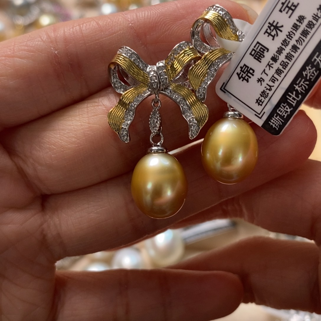 海水珍珠耳饰银S925镶嵌