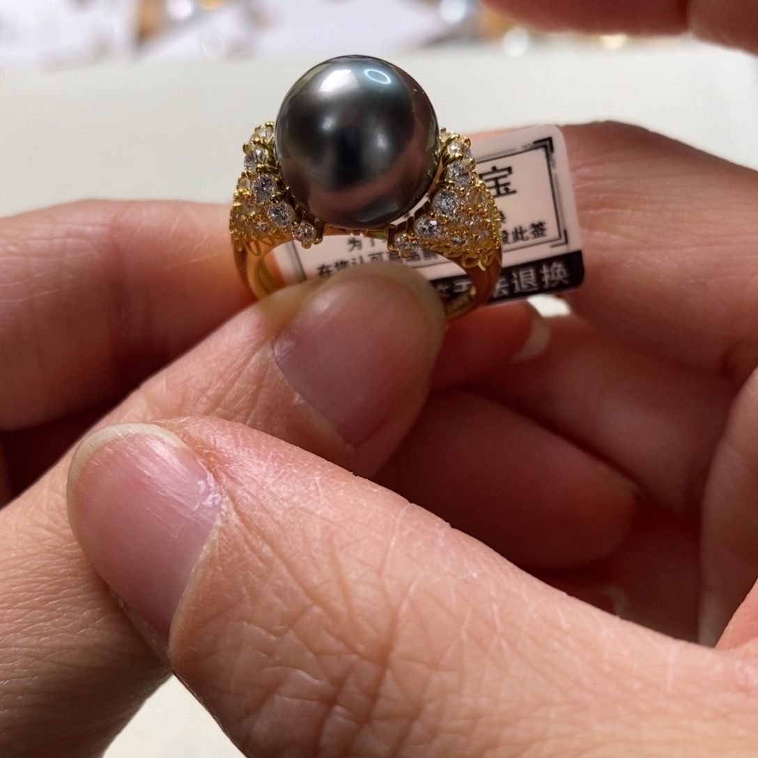 海水珍珠戒圈银S925镶嵌