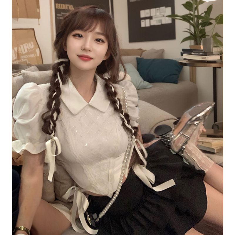 恋爱告急花边蛋糕裙+T恤上衣两件套装法式温柔短款学院风2025新款