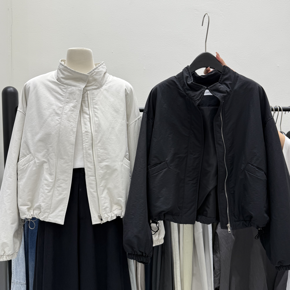 A-5991立领抽绳薄款棉服外套