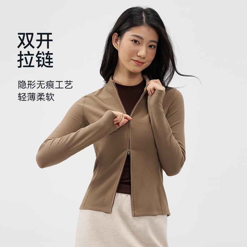 秋冬季加绒款修身户外保暖女款运动休闲外套极简透气百搭轻盈7441