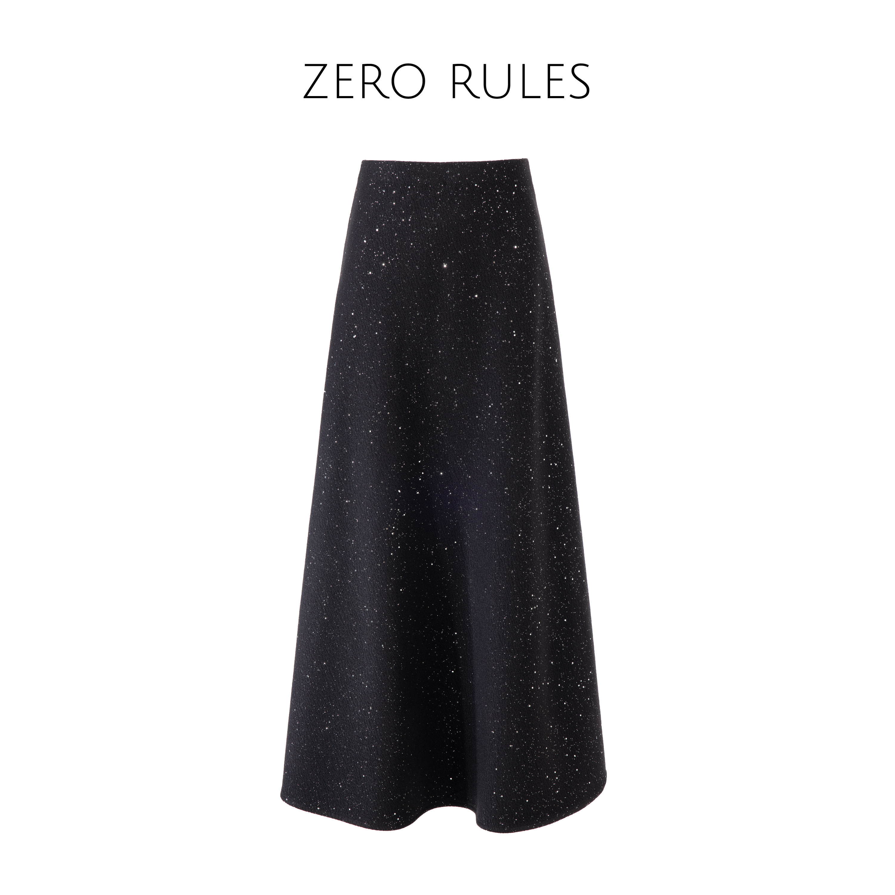 25100403【星空裙】莫代尔羊M混纺闪闪发光的细闪星空半身长裙