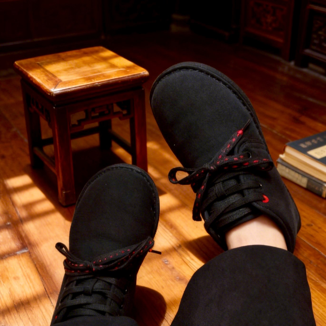 亚麻黑棉鞋千层底老北京布鞋