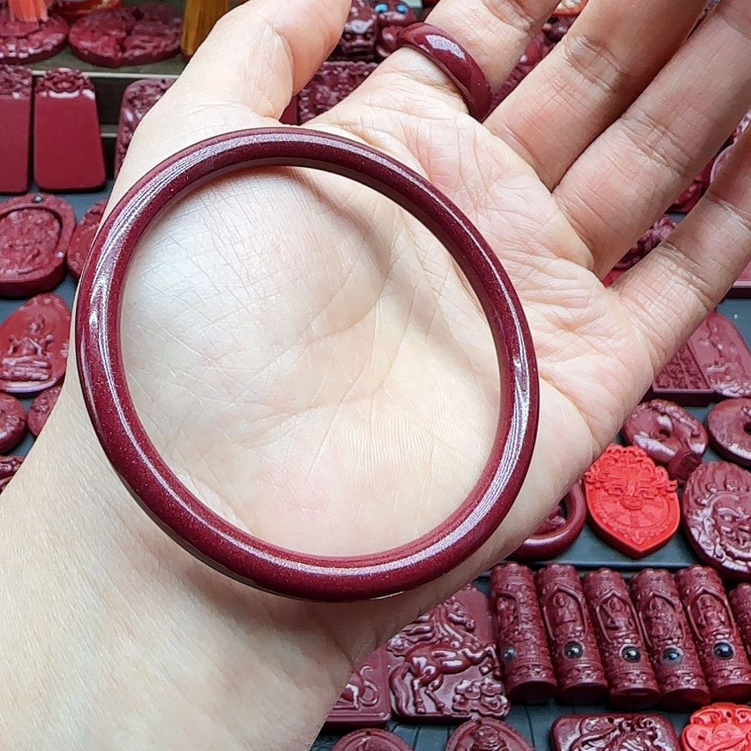 天然辰砂高含量紫金砂叮当镯