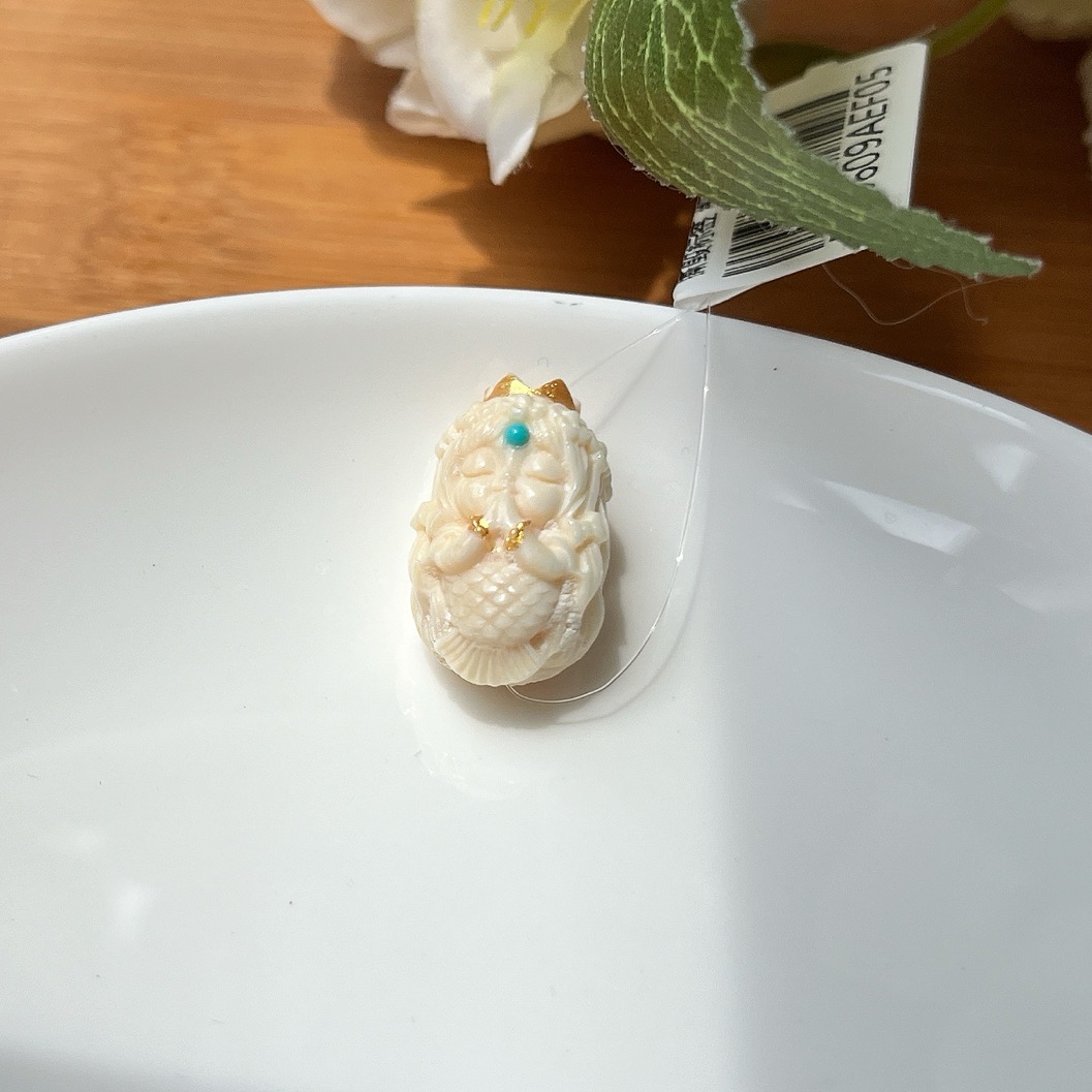 【珠宝厂长】约18*11mm猛犸牙精品美人鱼配件