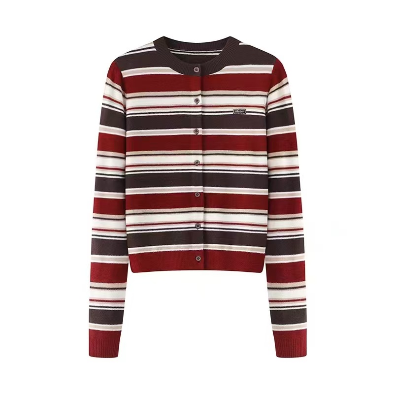 【上新】针织衫2025春季新款美拉德色调烫钻装饰上衣女