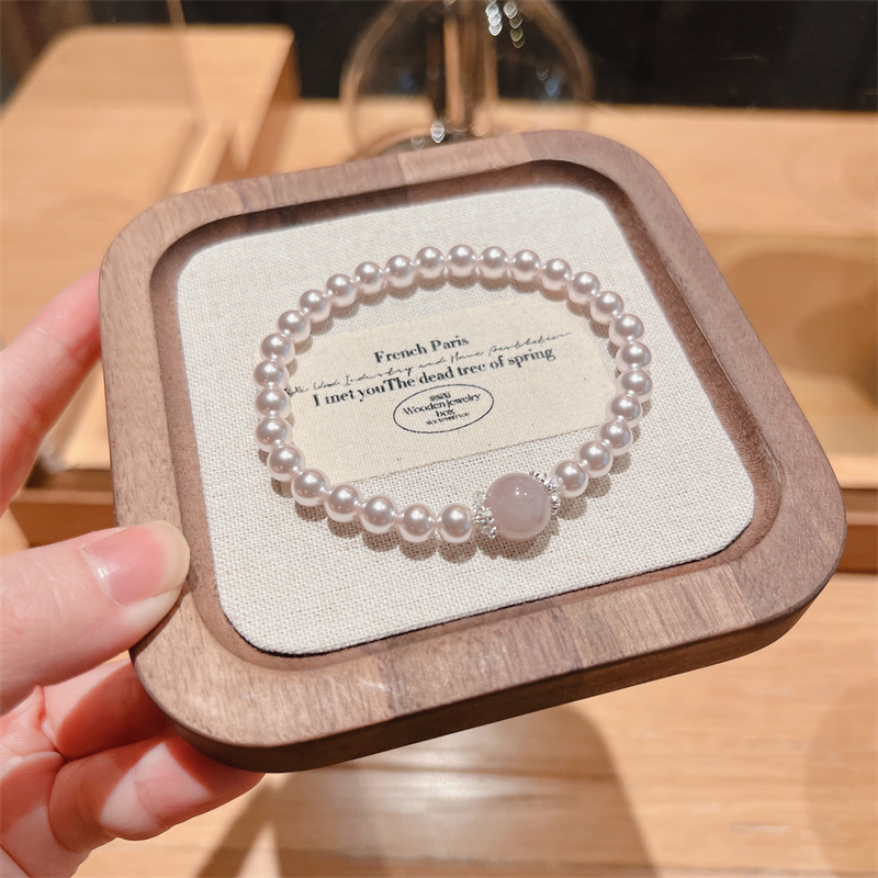 【富家千金】X066贝珠设计款紫马粉水晶手串轻奢女手链 多样性发一