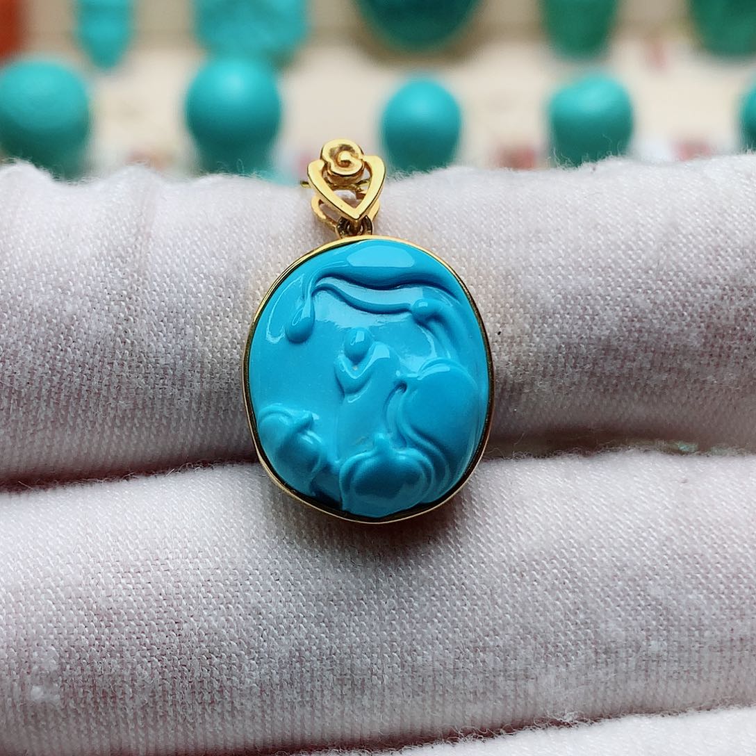 绿松石珠宝奇石18K金镶嵌