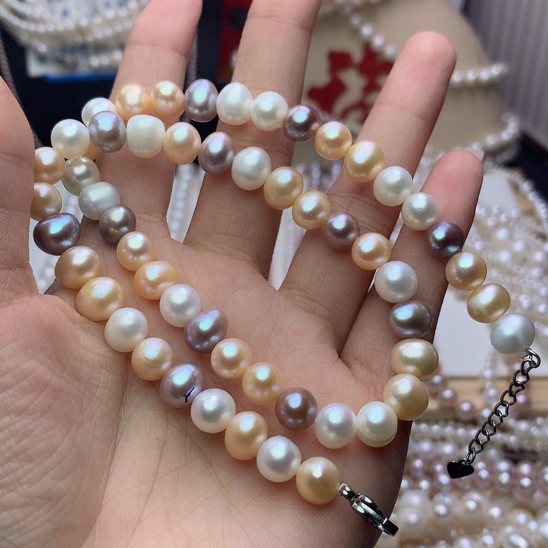 未镶嵌淡水珍珠8-9百**子a41项链