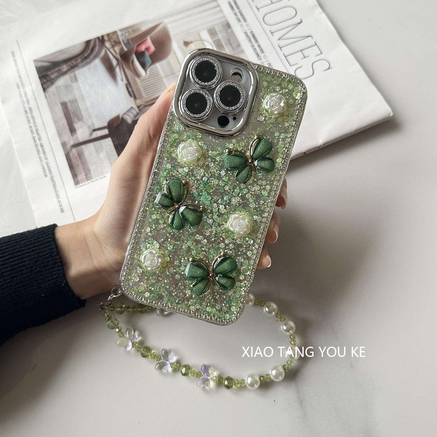 网红轻奢立体水钻蝴蝶手机壳适用苹果荣耀华为小米OPPOvivoiPhone