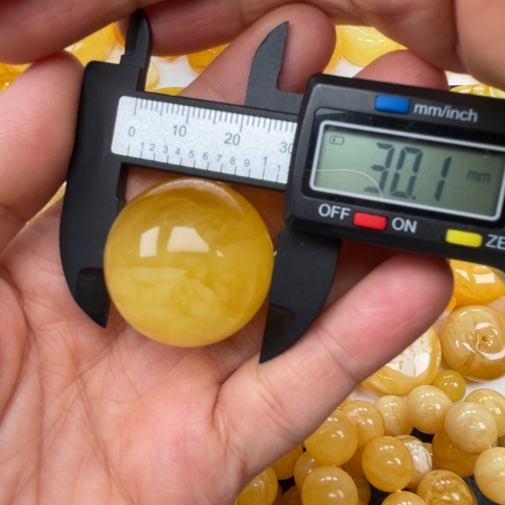 裸石蜜蜡未镶嵌蜜蜡有植物圆珠