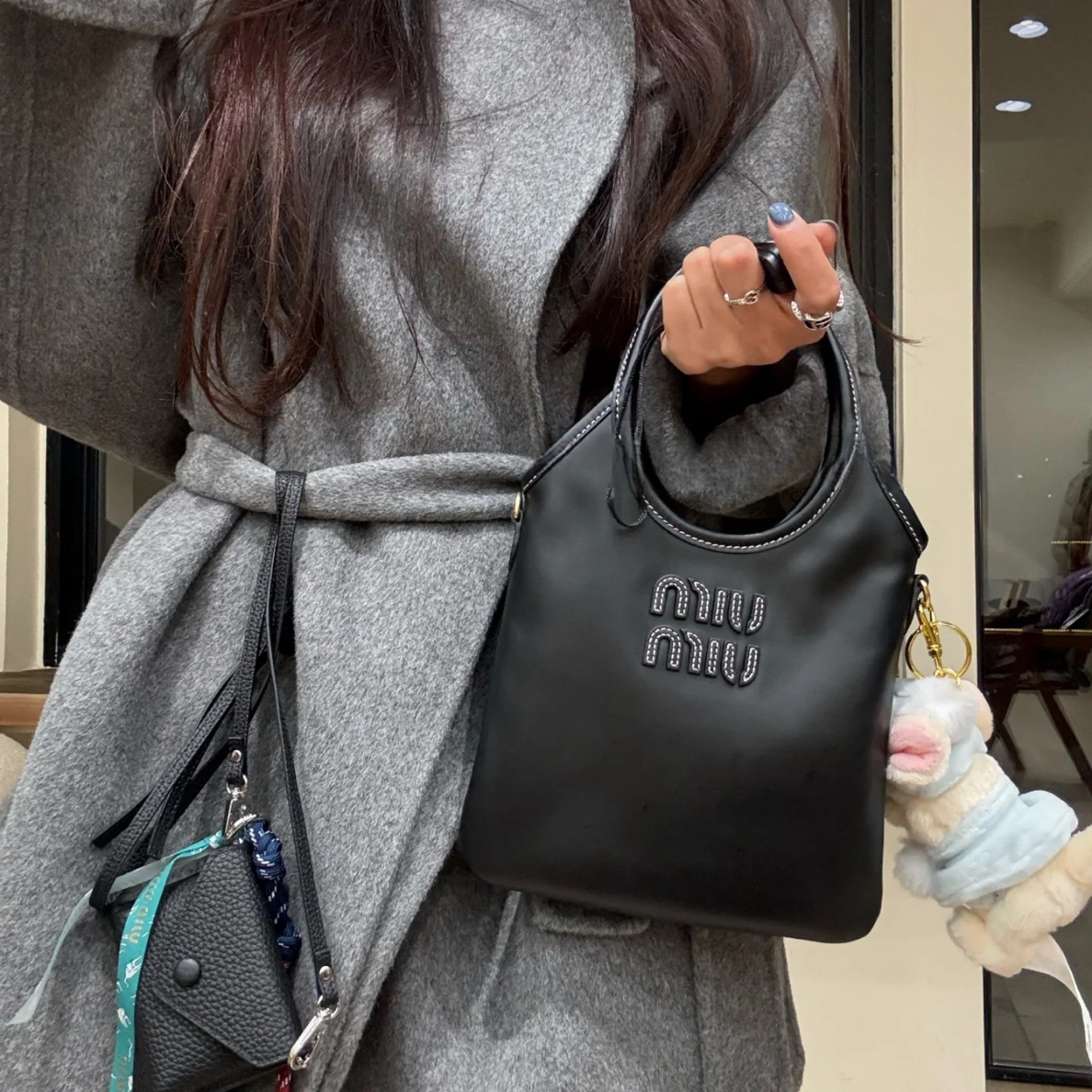 99新 MIU MIU/缪缪 miumiu ivy mini全皮黑单肩包/甄选