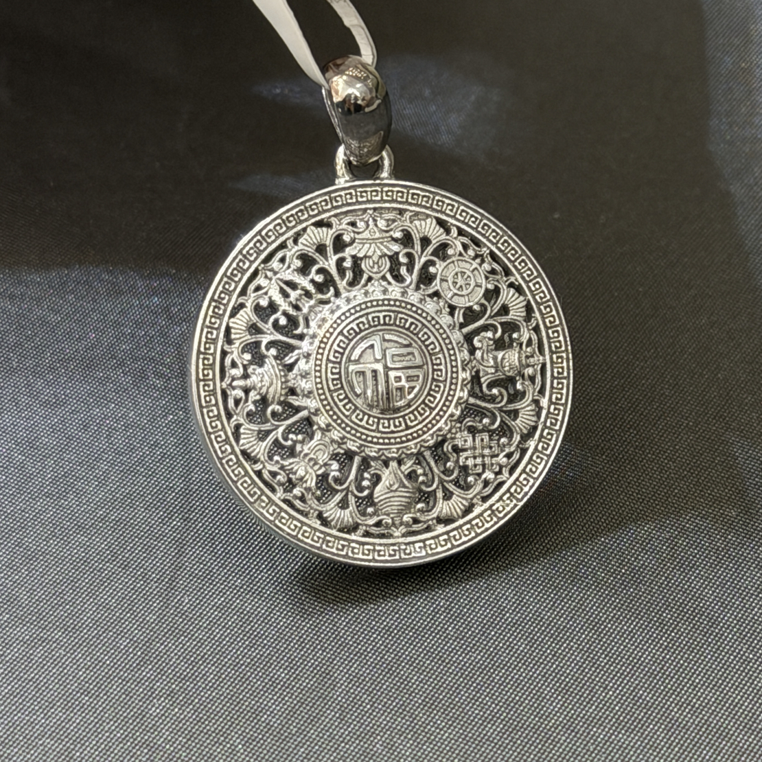 铂金Pt950时尚复古八宝罗盘挂坠10.99