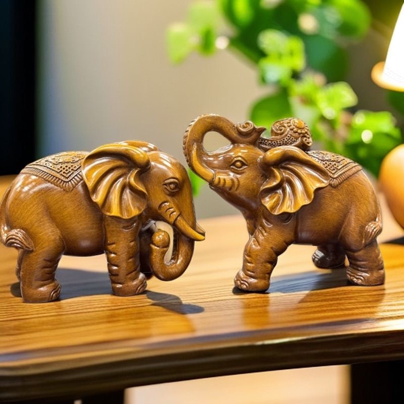 【招财大象】对象家居桌面摆件 茶室装饰礼品（长19CM）