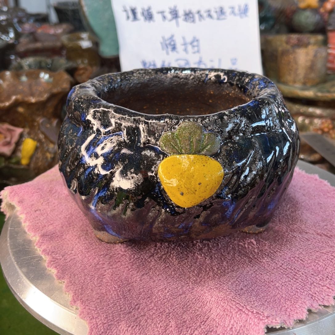 红陶粗砂陶手工花盆