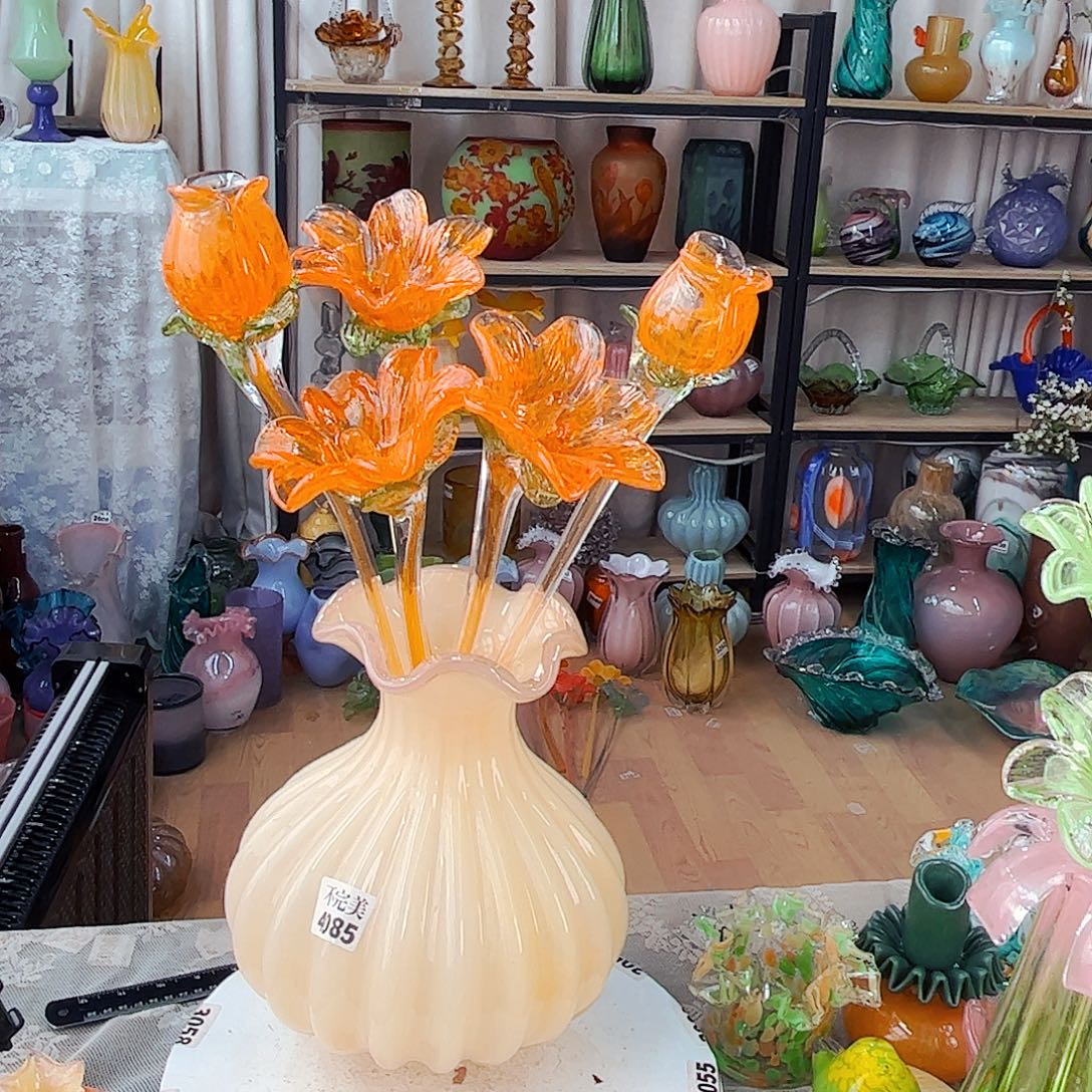 5花1瓶福利家悦琉璃工艺品不完美