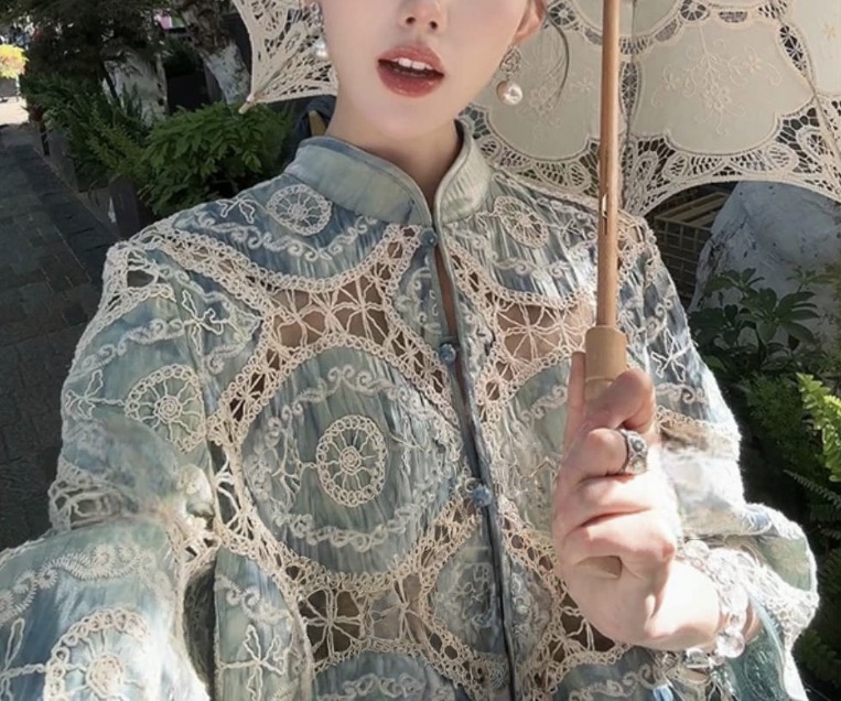 【南洋旧梦】静奢国风新中式镂空绣花上衣+半裙套装