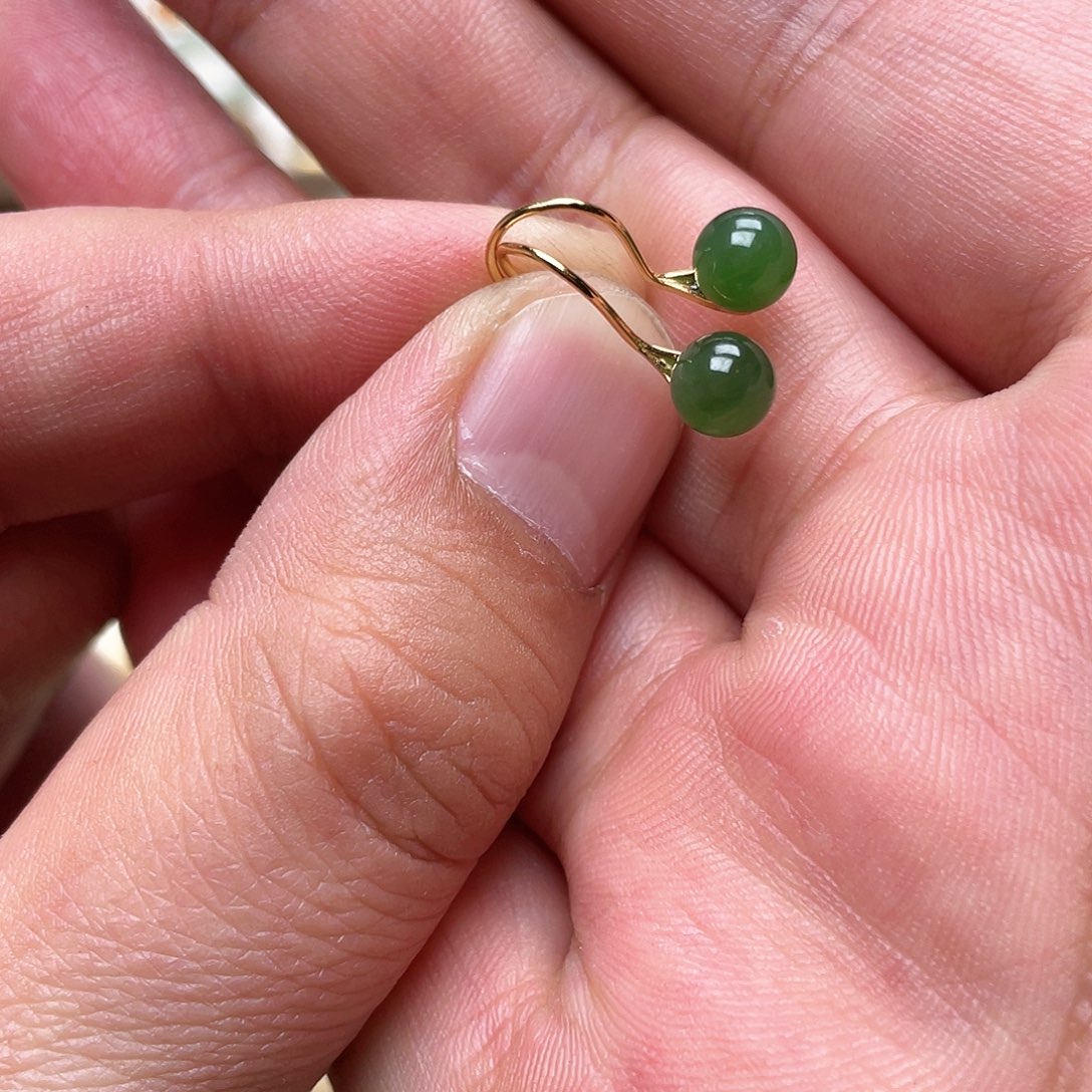 和田玉耳勾银S925镶嵌