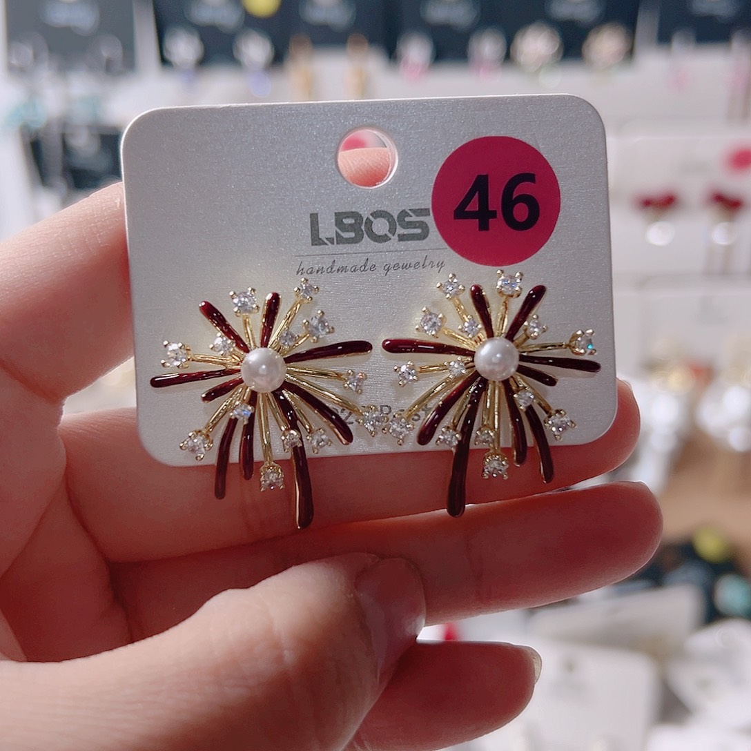 锆石纯铜合金耳环