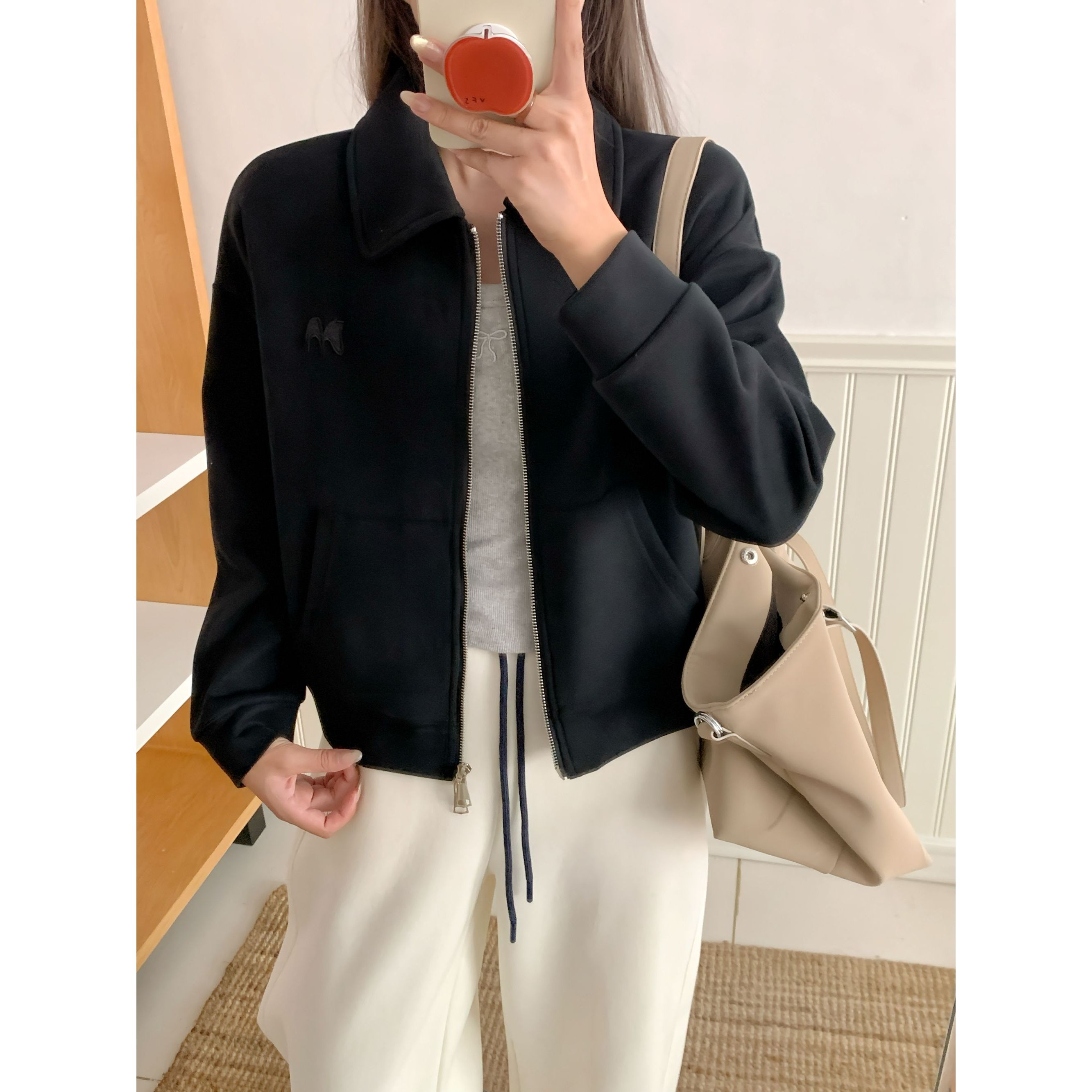 【主播推荐】女士刺绣M翻领休闲外套8005