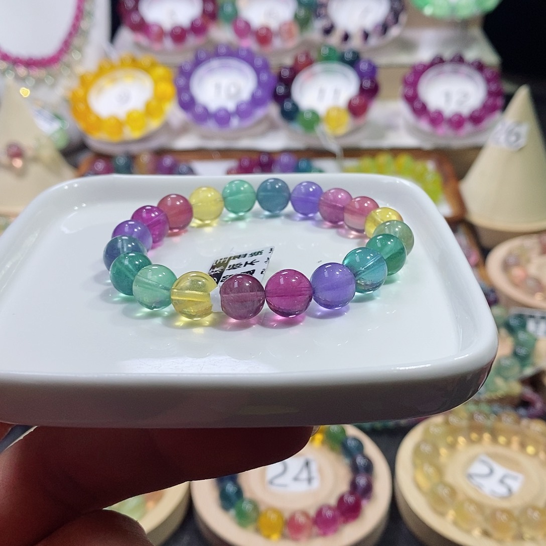 萤石手链未镶嵌彩虹圆珠9.5mm