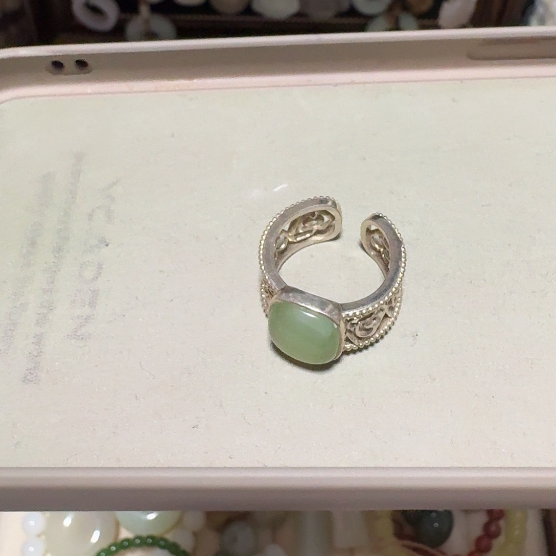 猫***喵亚克力非金属绿猫开口戒