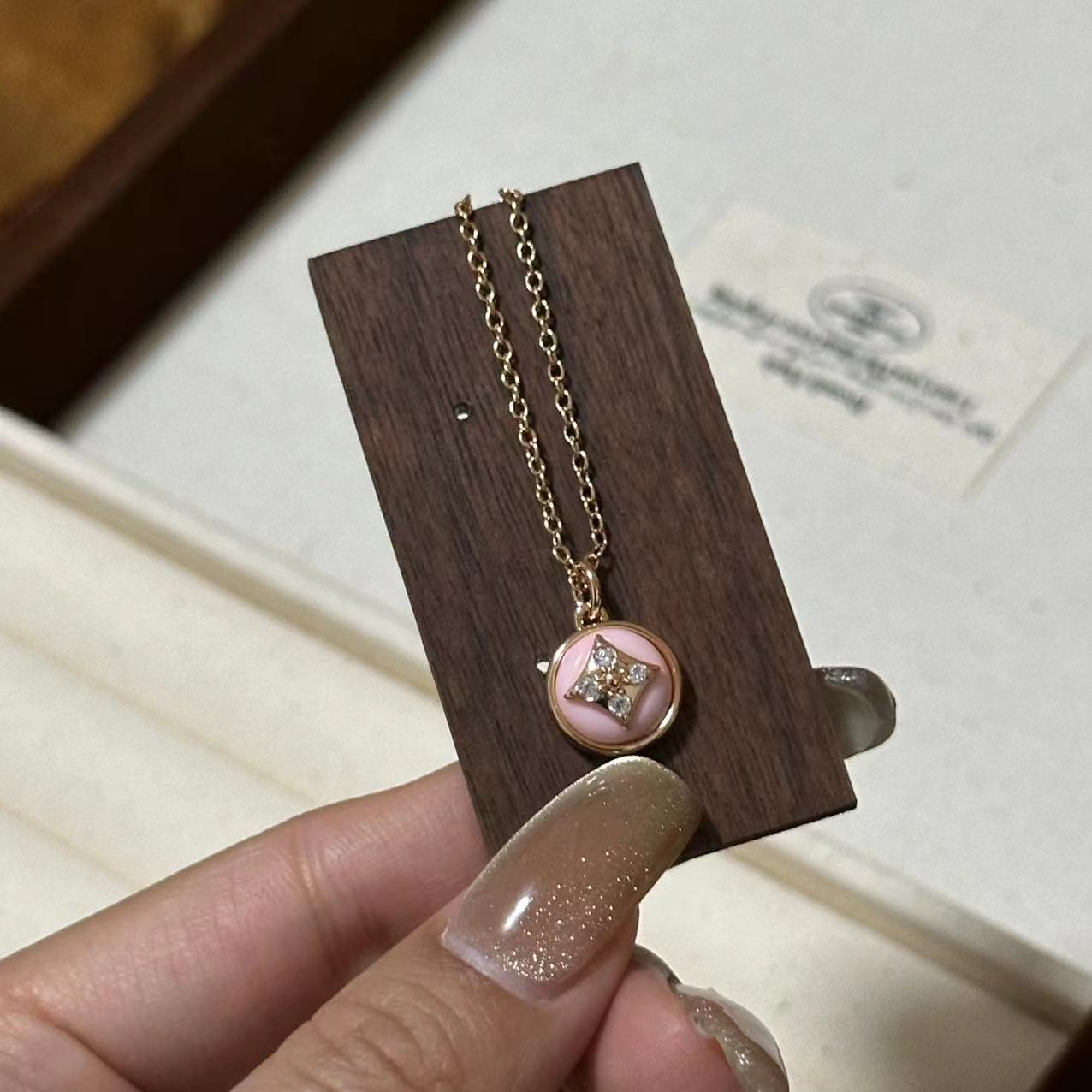 铜合金项链 粉色圆形简约精致项链-67206