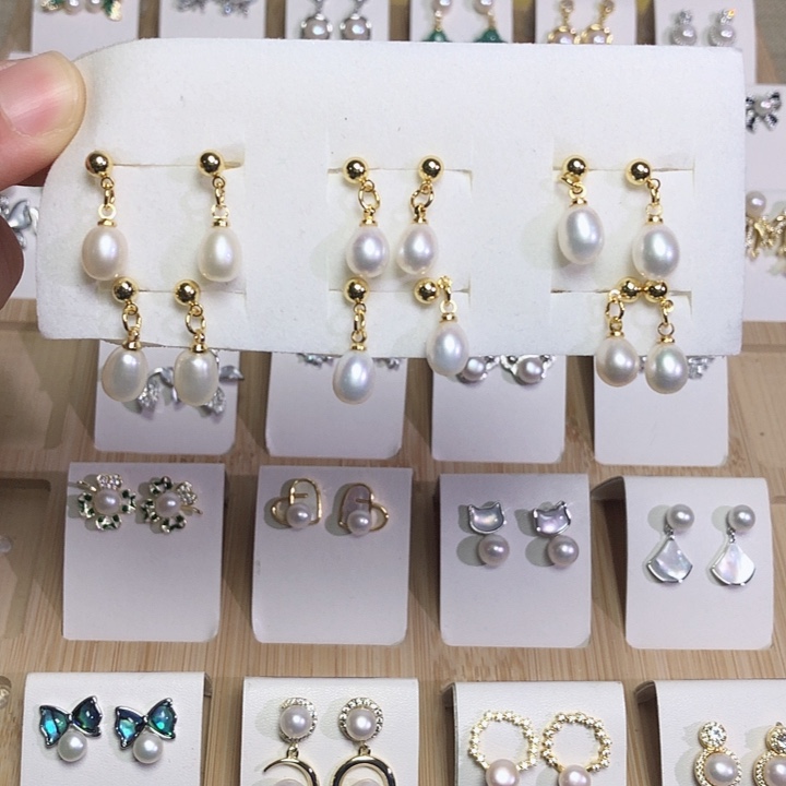 淡水珍珠耳饰银S925镶嵌