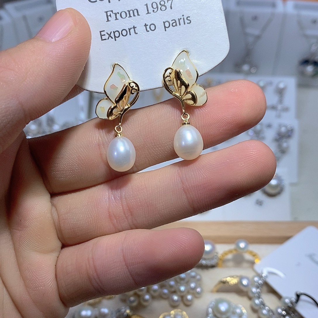 淡水珍珠耳饰银S925镶嵌