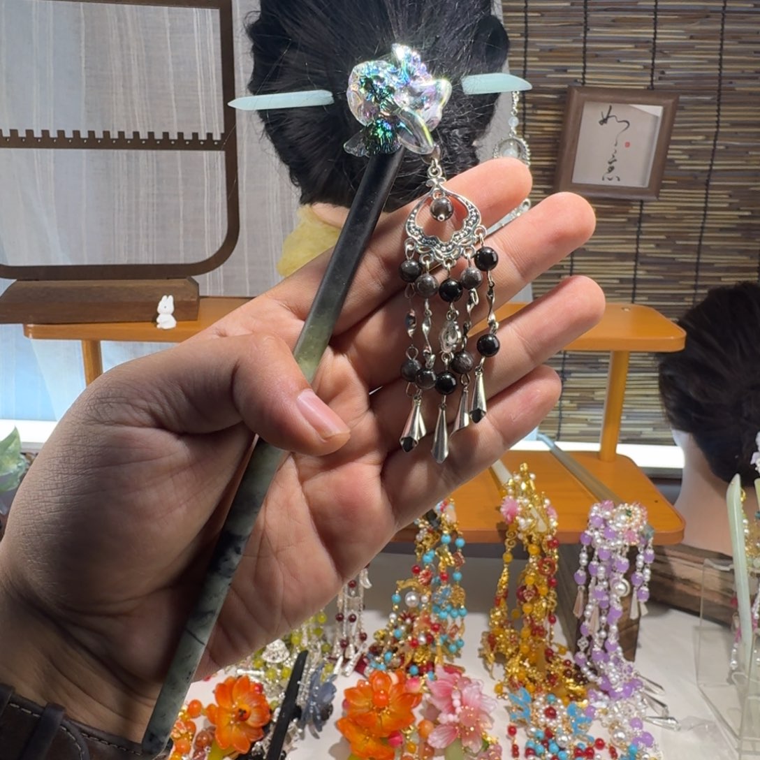 蛇纹石玉合金发饰