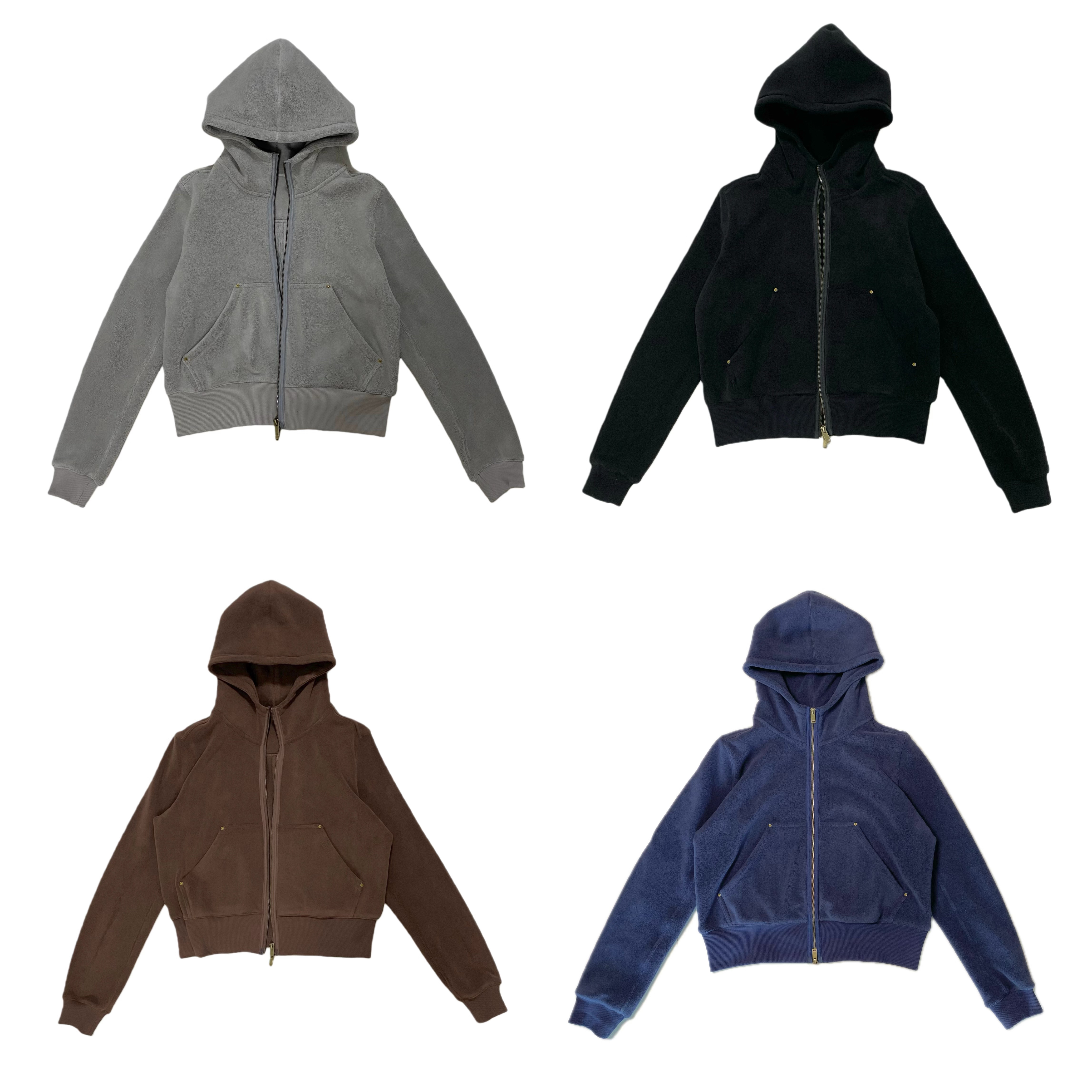 LING玲姐-银狐绒加厚连帽拉链款卫衣 秋冬必备 黑/灰/咖/蓝