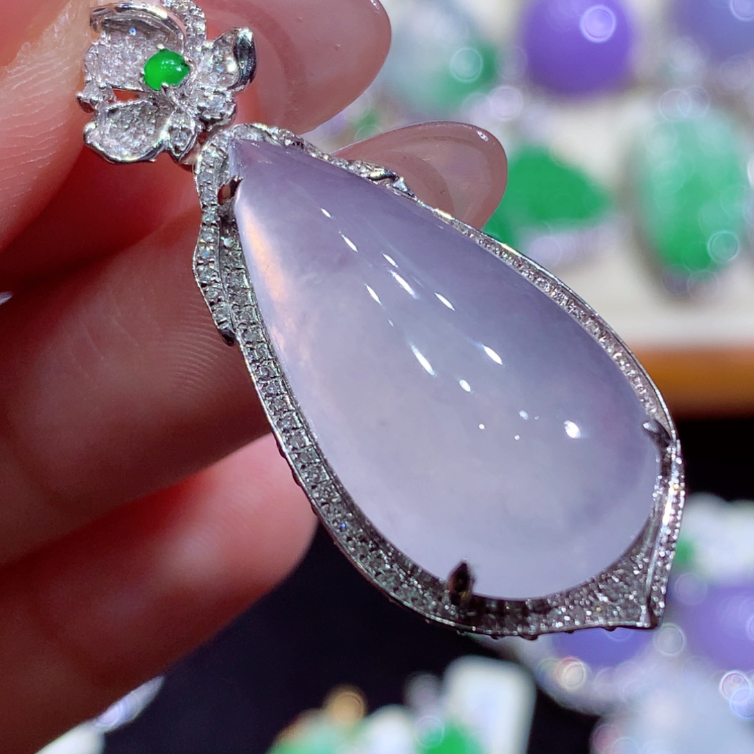 翡翠18K金镶嵌吊坠(不含链)