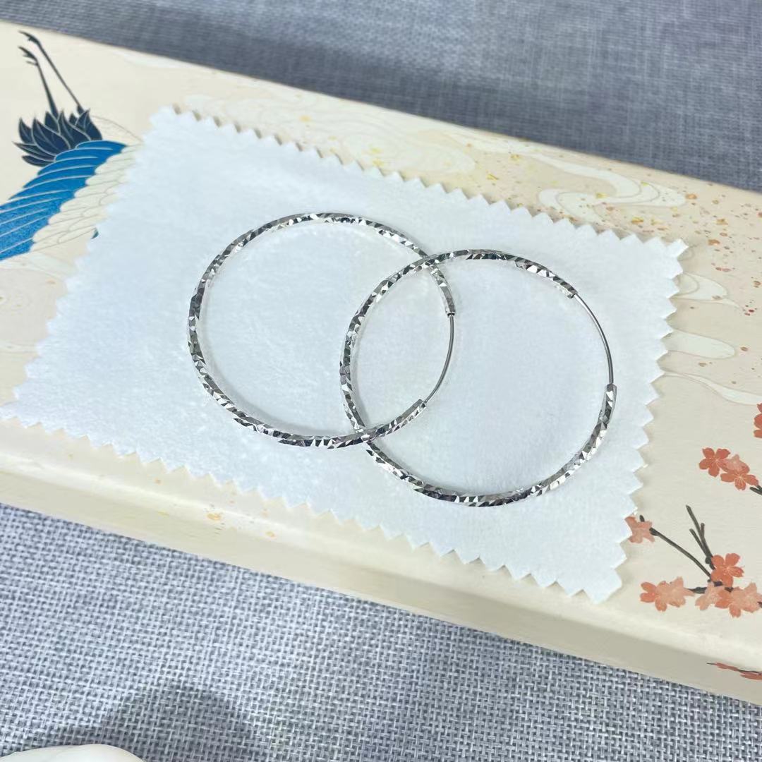 PT950 铂金耳饰  麻花扭边耳圈 简约时尚 S 01576