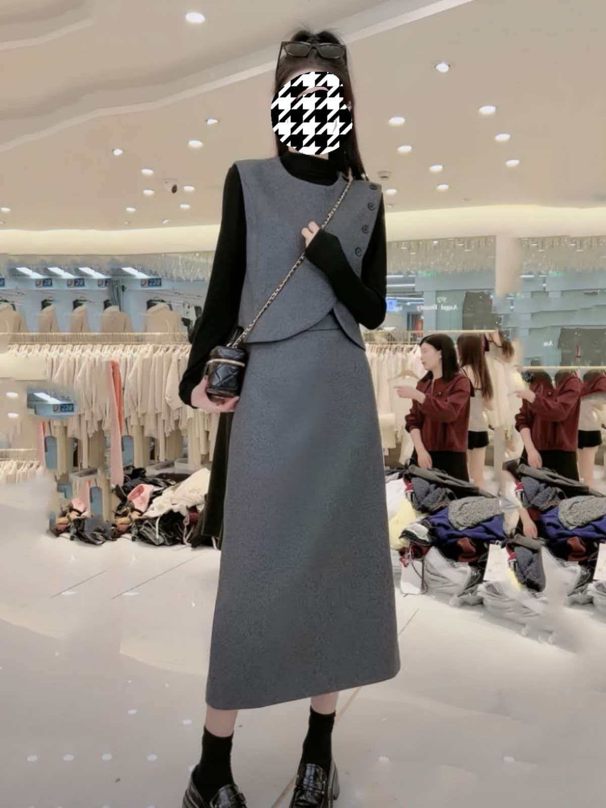 马甲+打底+半身裙三件套671