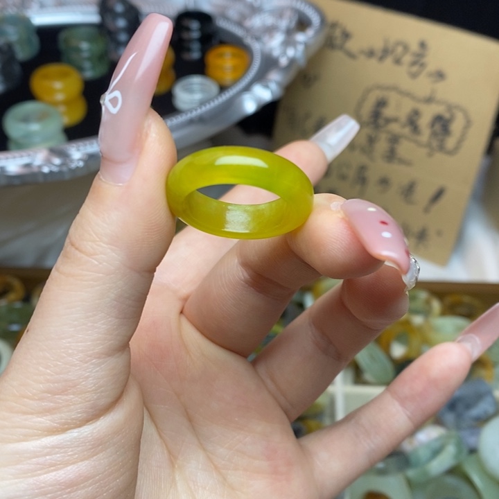 蛇纹石玉合金戒指3-18.8