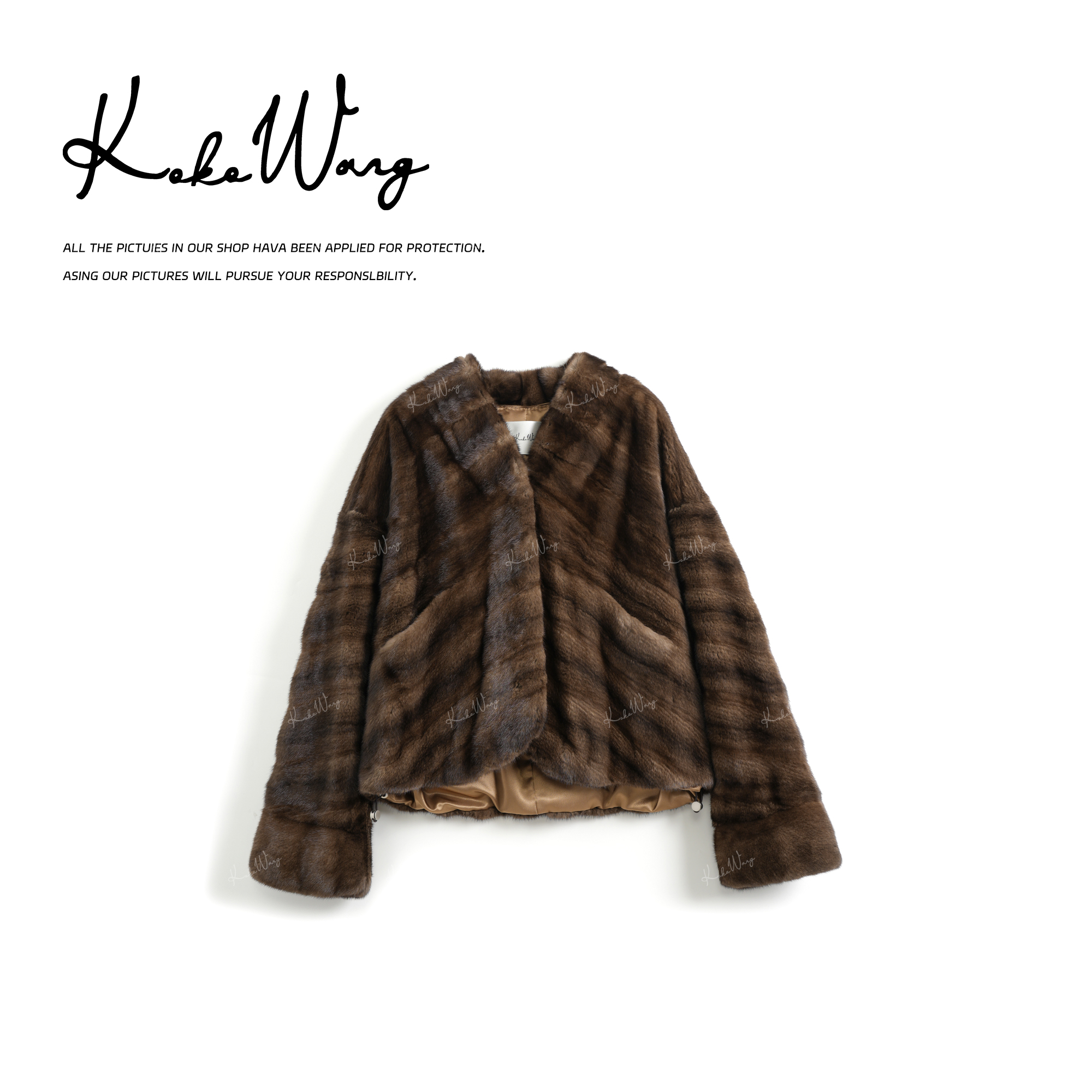 KOKOWANG “富婆款"高端奢华V领百搭水貂外套 304584I03W46