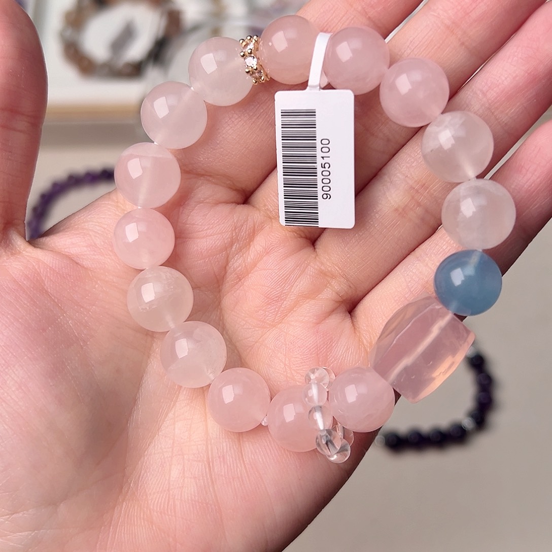 水晶手串未镶嵌粉水晶12m
