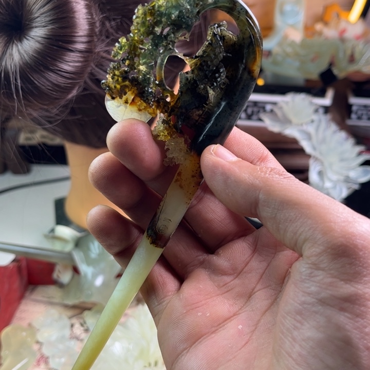 蛇纹石玉发饰合金