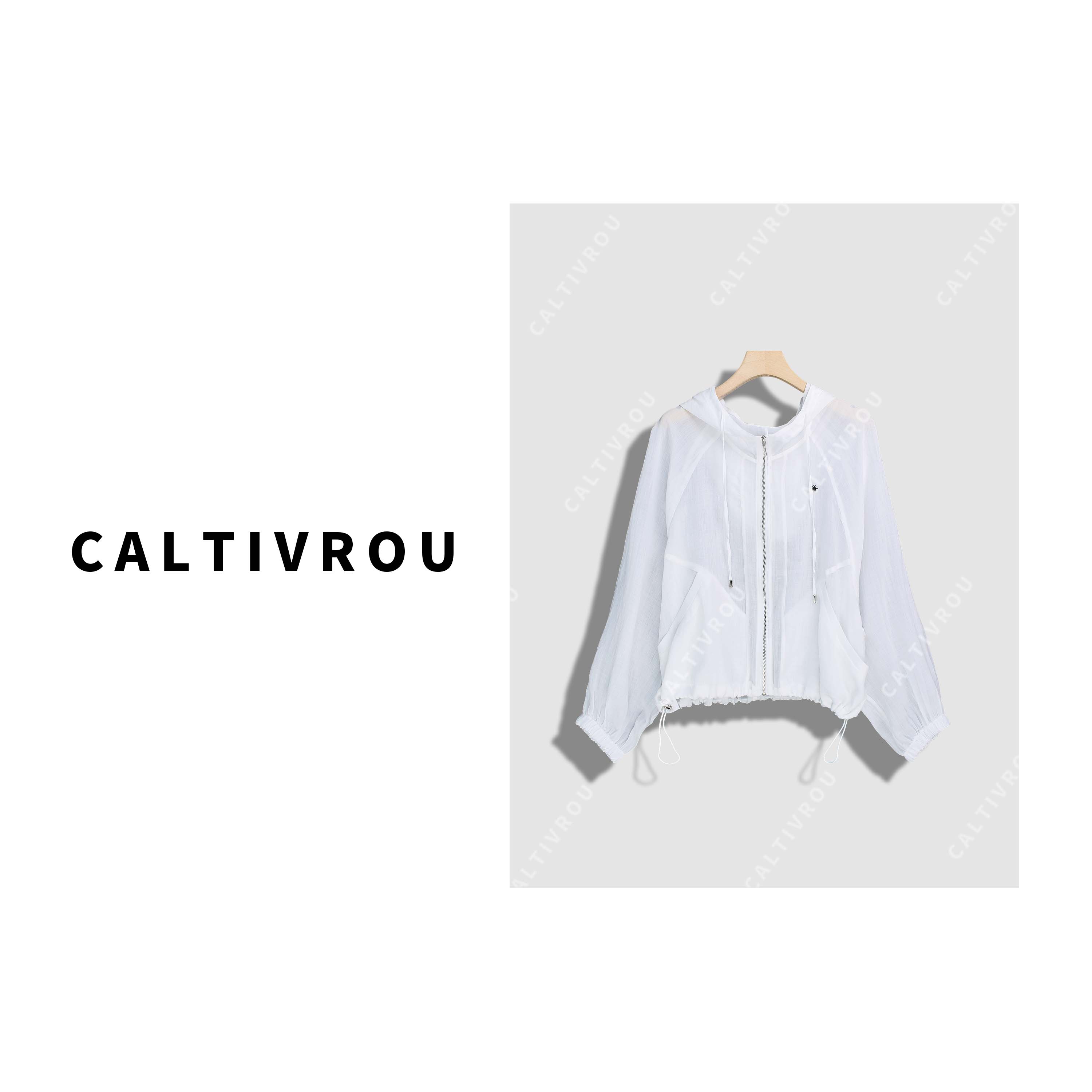 Caltivrou【蕊蕊】小蜜蜂连帽抽绳防晒外套-Y17617