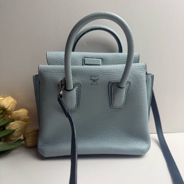 95新 MCM MCM米拉蓝色单肩包
