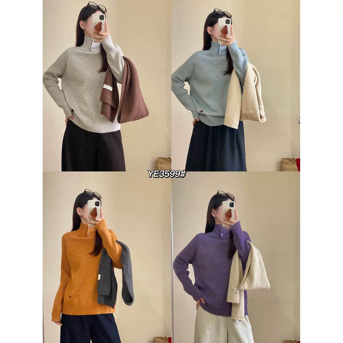 9676 高品质～花线两粒扣套头毛衣