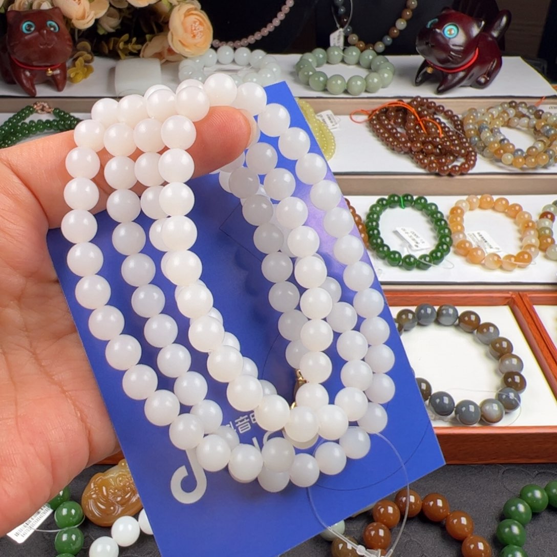 手链未镶嵌和田玉山流水羊脂玉卡8 108