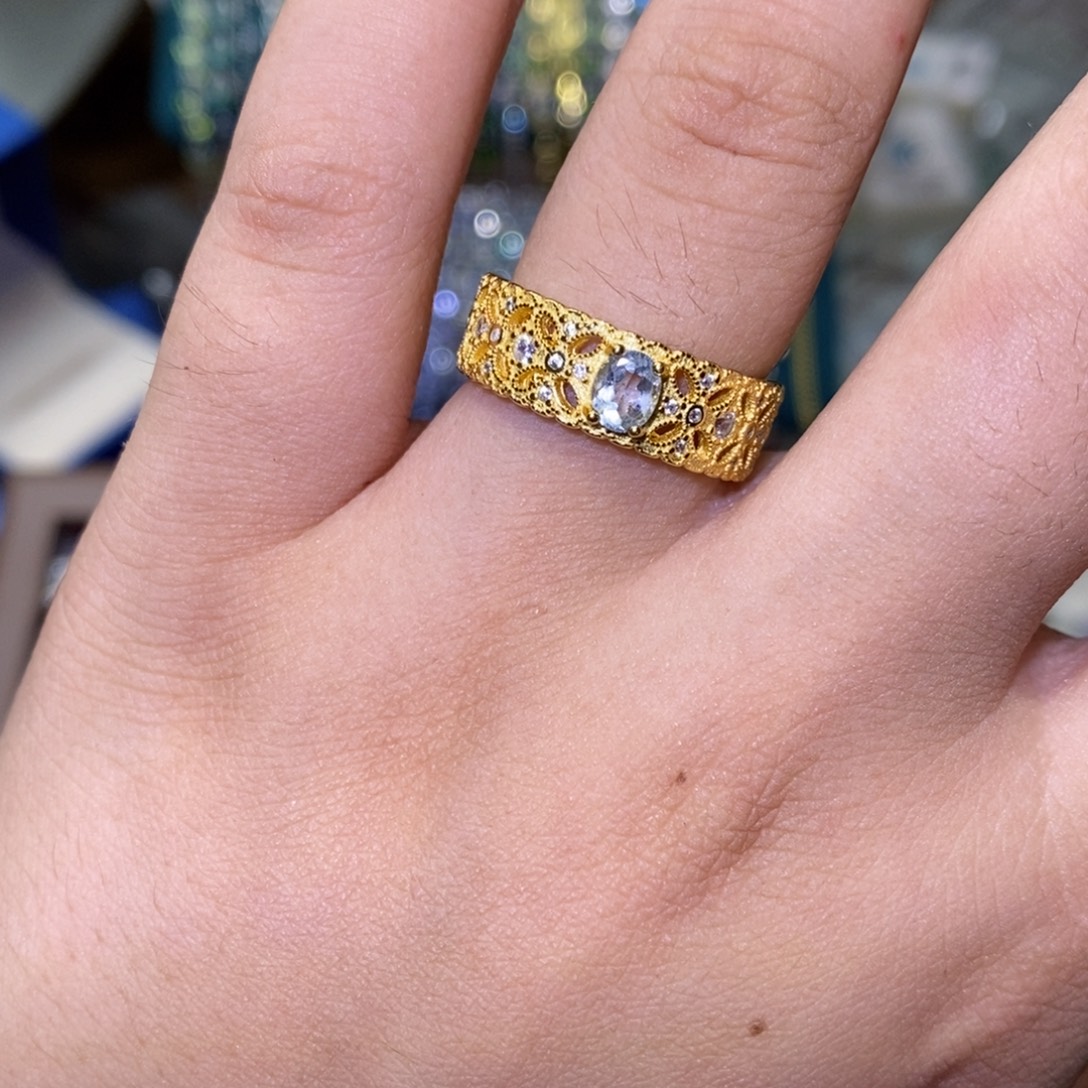 海蓝宝石戒指银S925镶嵌